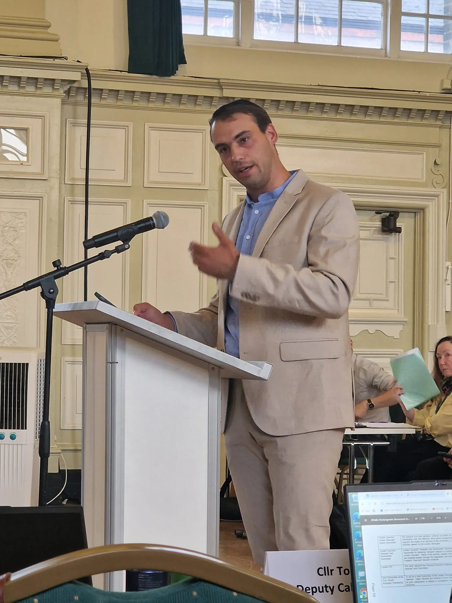 John Morris speaking at a council meeting